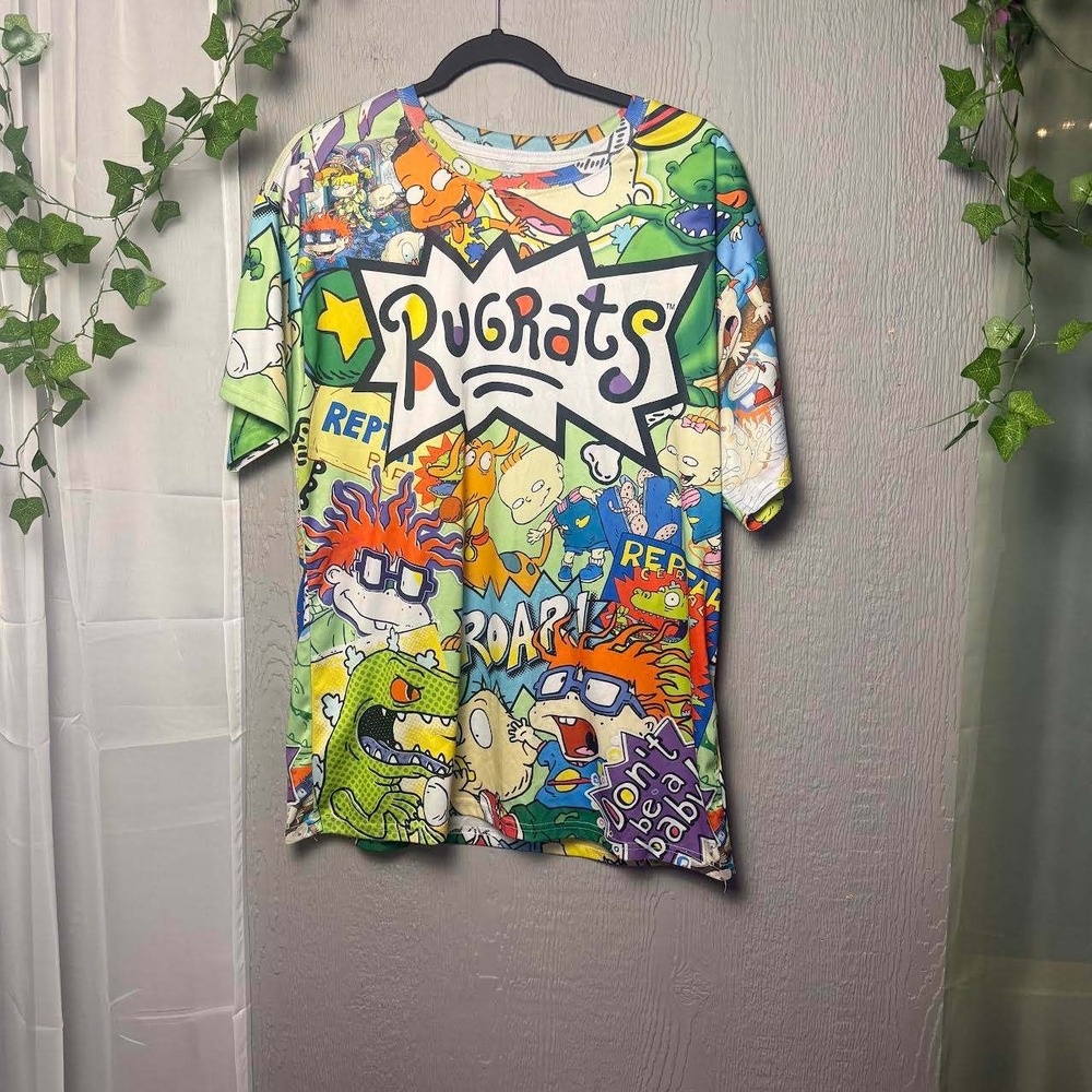 Nickelodeon Rugrats All Over Print T-Shirt Mens Large 90s Cartoon Performance